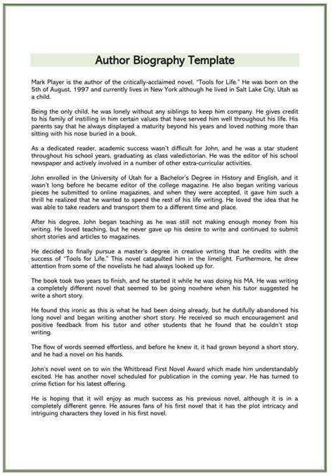 author biography template ks2 bitesize