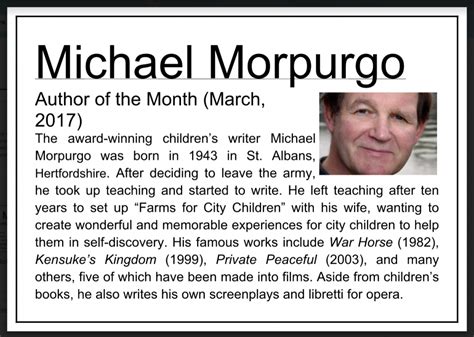 author michael morpurgo biography examples