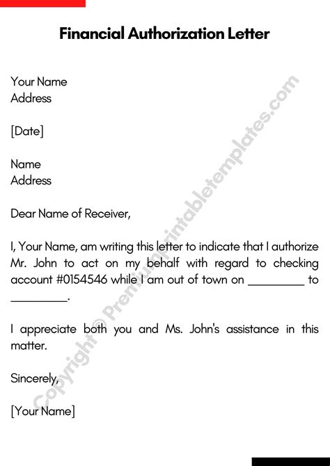 authorization letter financial