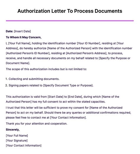 Authorization Letter To Process Documents