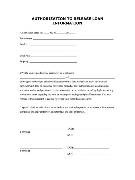 authorization to release loan information