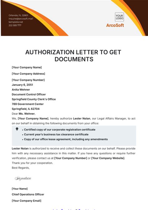 Full Download Authorization Letter To Get Documents 