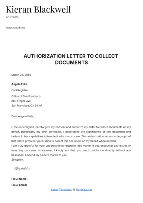 Read Authorization Letter To Receive Documents 