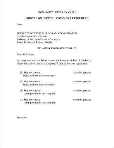 Authorized Signatory Letter Sample