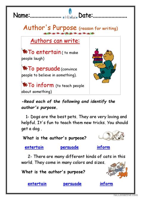 Authoru0027s Purpose Worksheets Primary English Resources Twinkl Identifying Author S Purpose Worksheet - Identifying Author's Purpose Worksheet