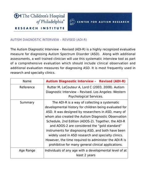 Autism Diagnostic Interview