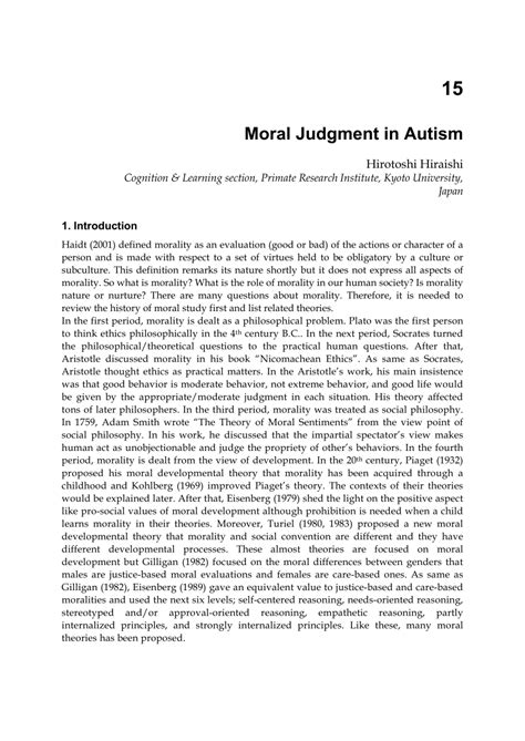 Autism Moral Judgment