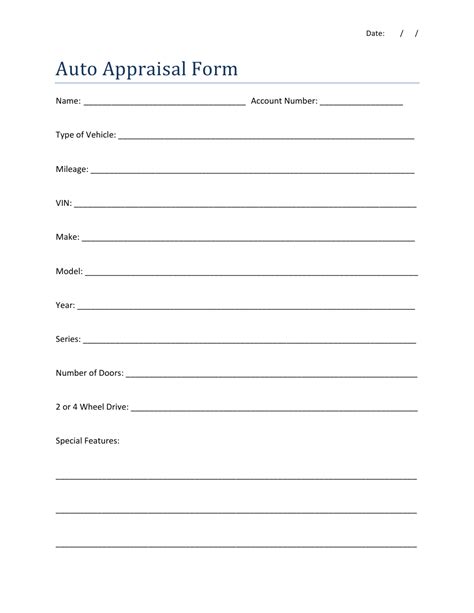 auto appraisal form