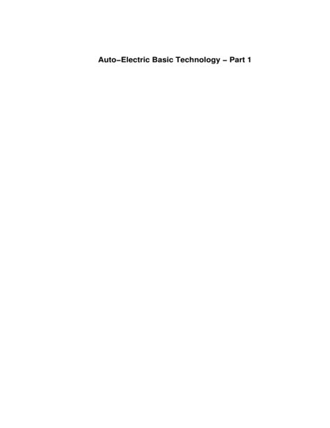 Auto Electric Basic Technology Part 1 Startseite