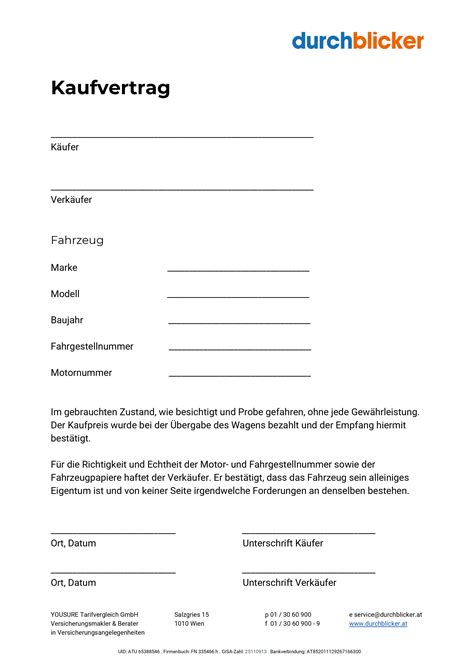 Auto Kaufvertrag Privat