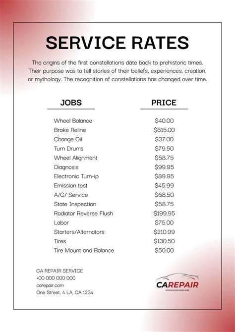 Auto Mechanic Pricing Guide