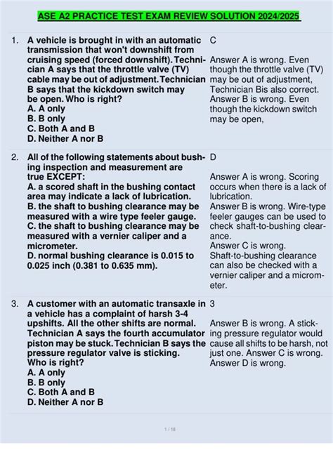 auto mechanic test questions
