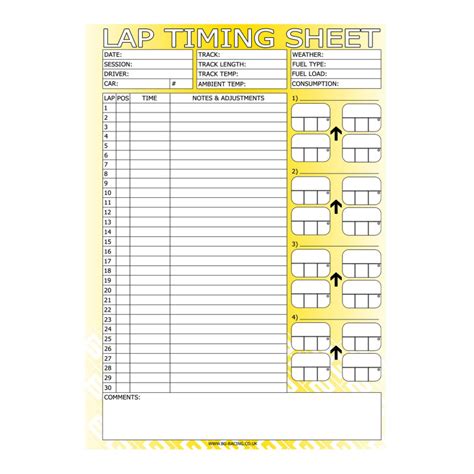 auto racing lap time sheets