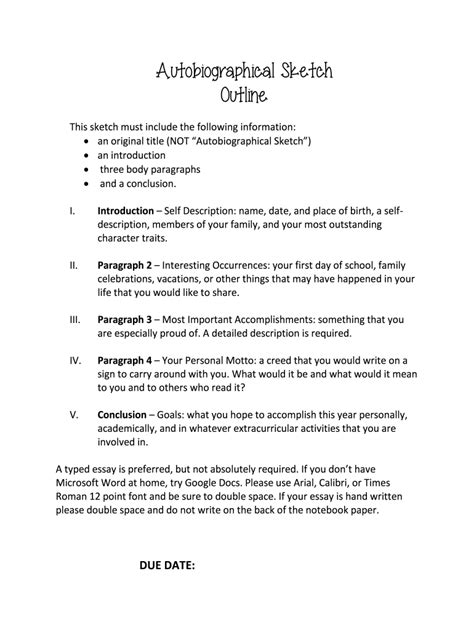 autobiographical sketch guidelines