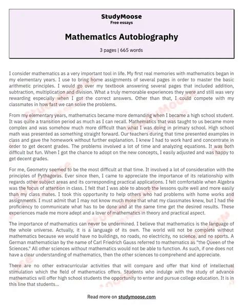 autobiography difficulties in mathematics