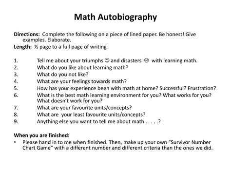 autobiography difficulties in mathematics ppt