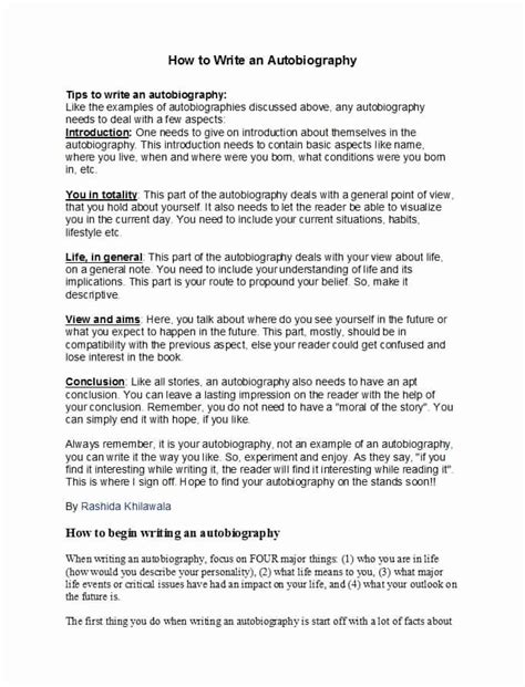 autobiography example for a job application