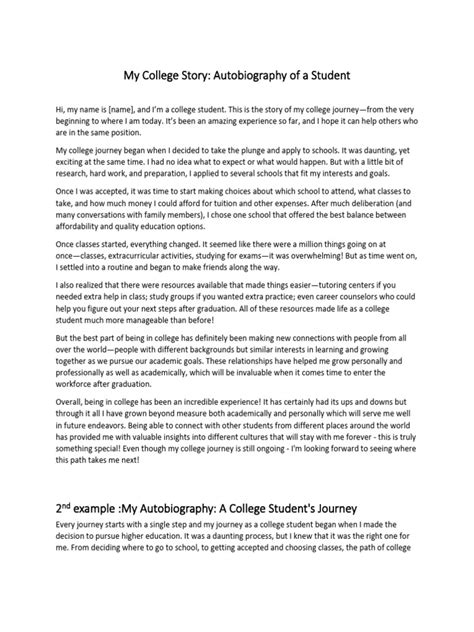 Autobiography Example For College Students