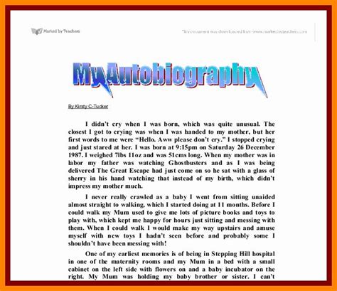 autobiography example for primary students