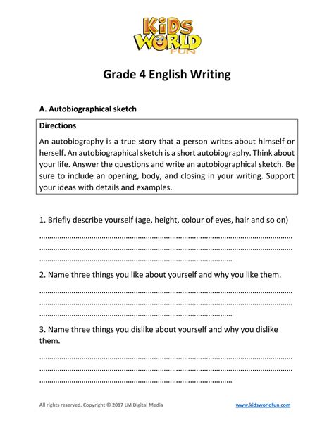 autobiography example grade 4