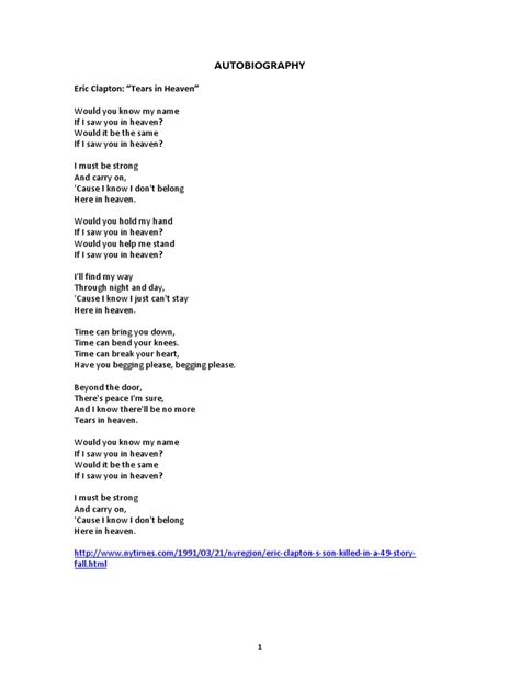 autobiography lyrics a z