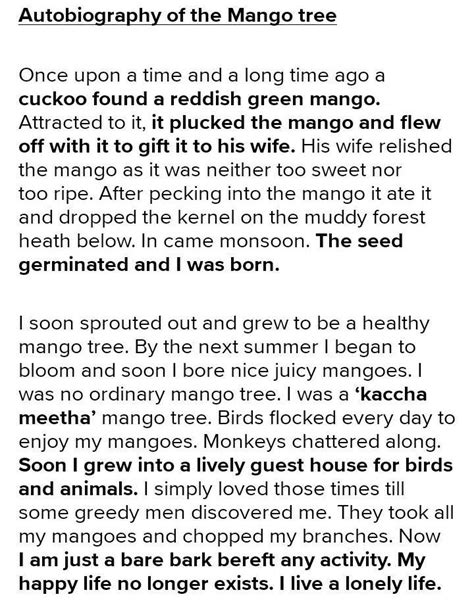 Autobiography Of A Mango Tree 2000 Words