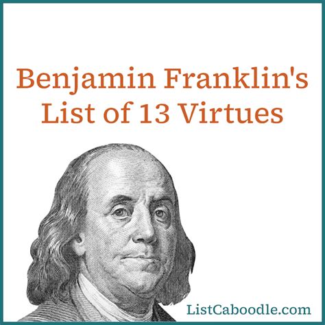 autobiography of benjamin franklin list of virtues