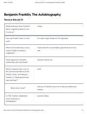 autobiography of benjamin franklin quizlet app