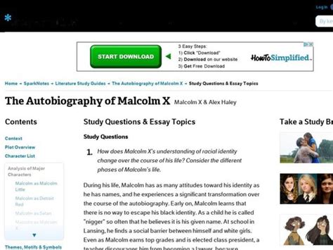 autobiography of malcolm x study guide questions