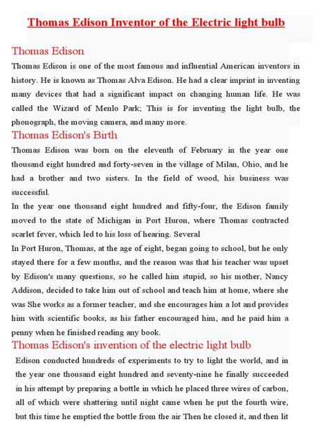 autobiography of thomas edison summary