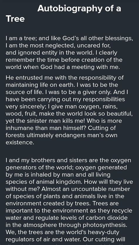 autobiography of tree in 2500 words apa