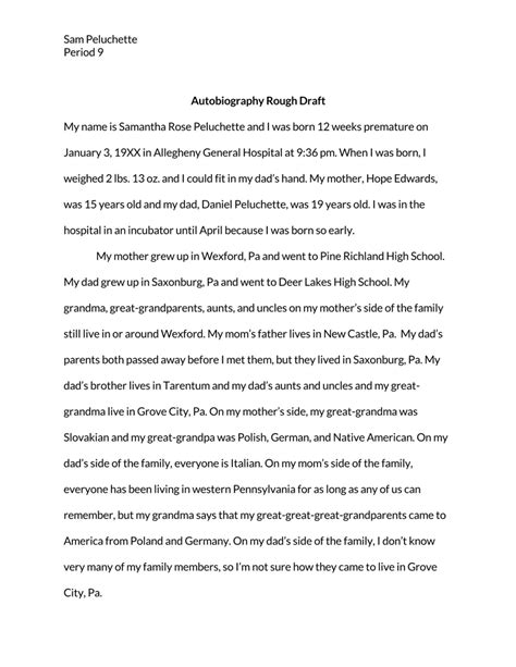 autobiography rough drafts