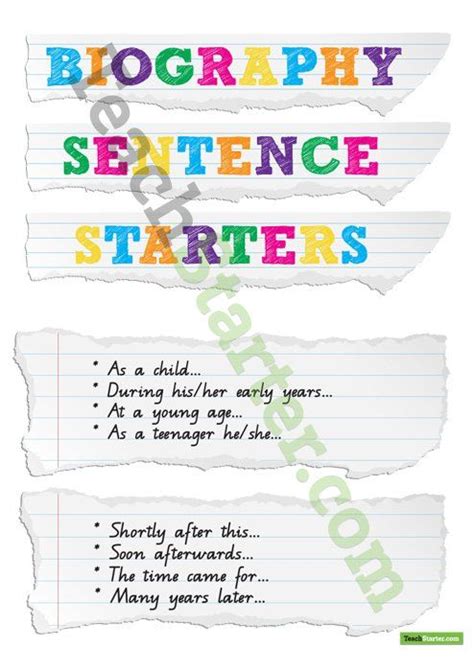 autobiography sentence starters for second paragraph