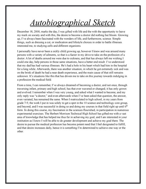 autobiography sketch example