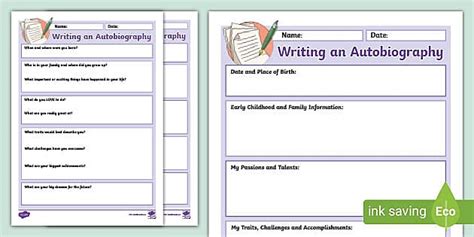 autobiography template ks3 bitesize