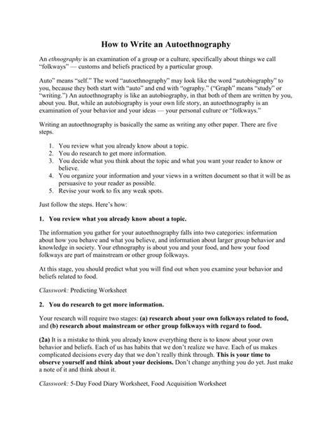 Autoethnography Research Proposal Example