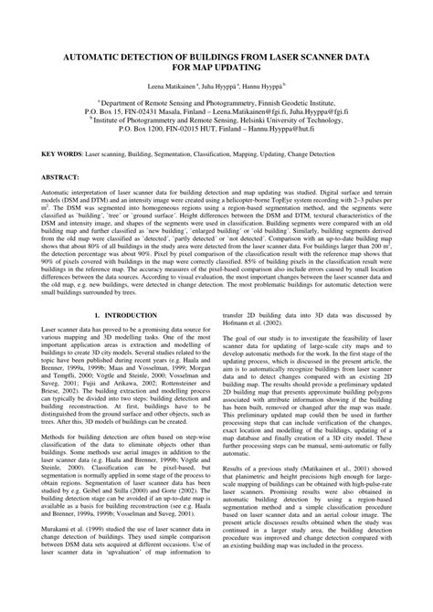 automatic detection of buildings from laser scanner data