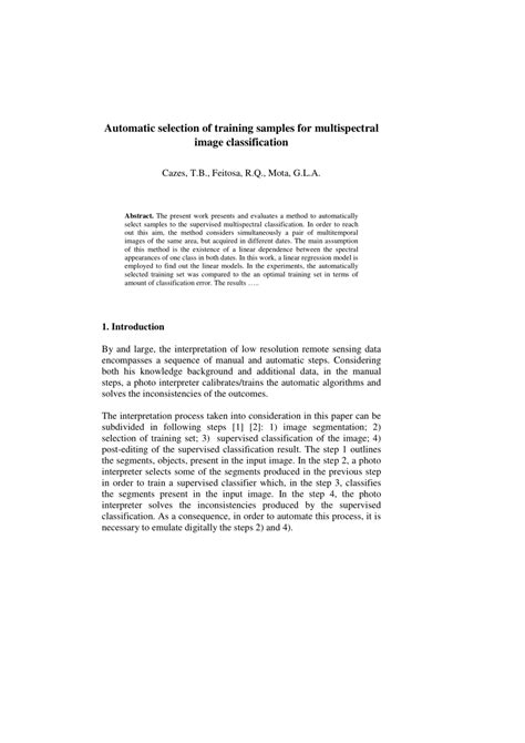 automatic selection of training samples for multispectral