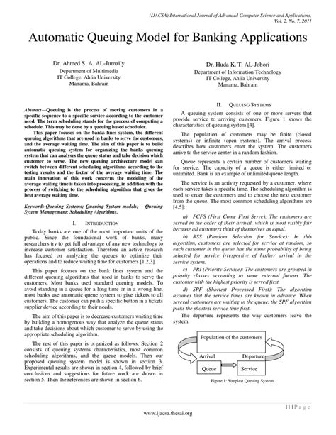 Download Automatic Queuing Model For Banking Applications Thesai 