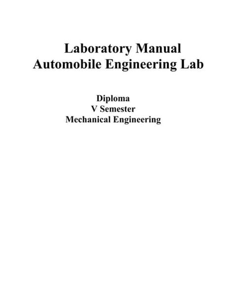 Automobile Engineering Lab Manual