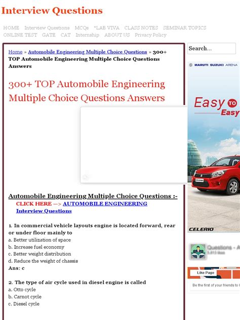 automobile engineering multiple questions of diploma