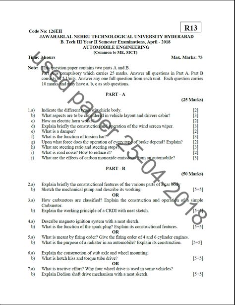 Automobile Engineering Question Paper With Answer