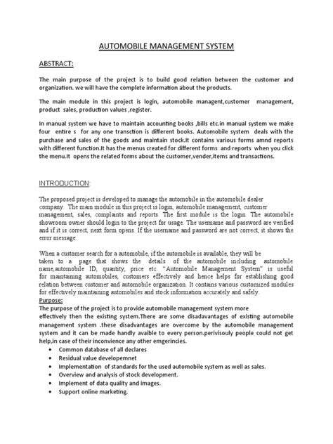 Automobile Workshop Management System Pdf Wordpress