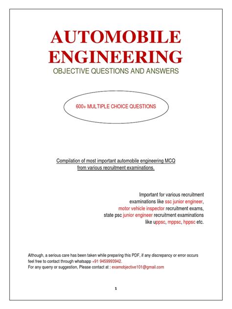 Full Download Automobile Objective Question Paper With Answer Bing 