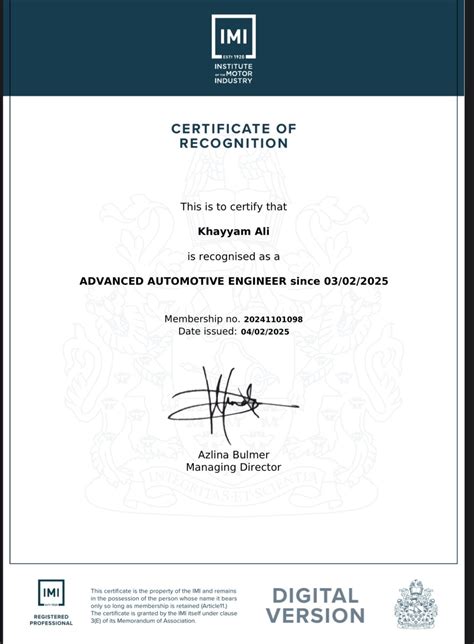 Automotive Engineer Imi