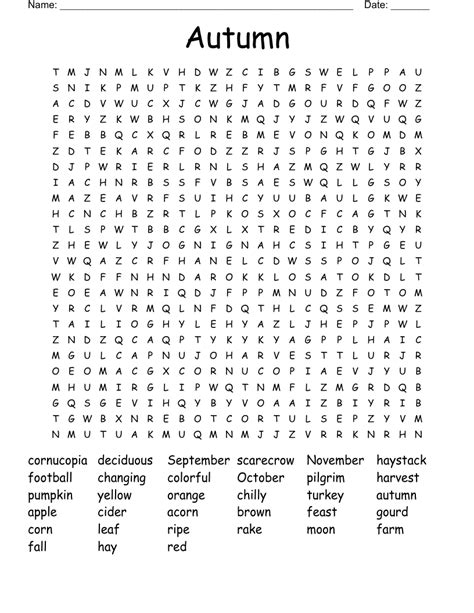 Autumn Word Search Wordmint Autumn Word Search Puzzle - Autumn Word Search Puzzle