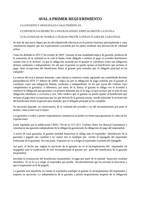 Aval A Primer Requerimiento