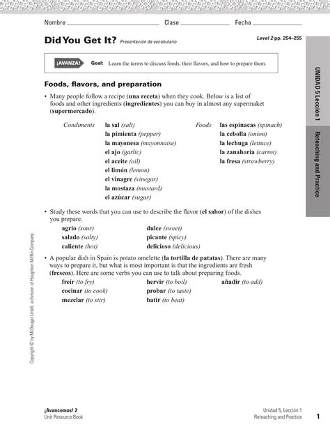 avancemos 3 reteaching