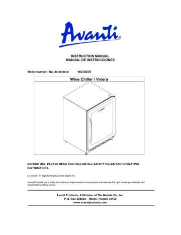 Download Avanti Wc55Ssr User Guide 
