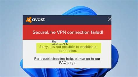 avast secureline vpn connection error